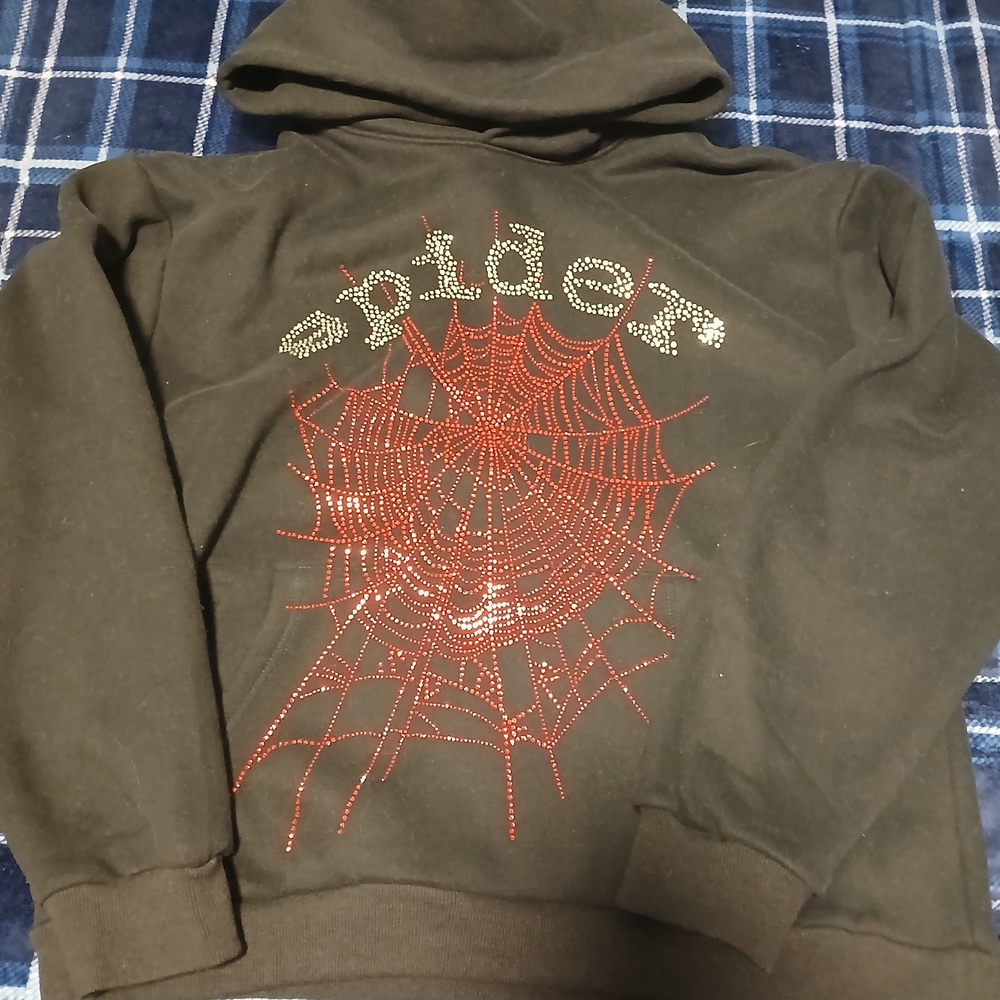 Spider Men's Hoodie - Black and Red Rhinestones